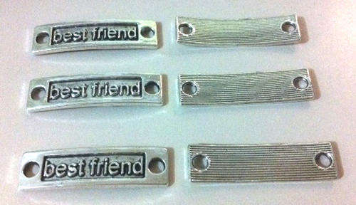 CONNECTORS - SILVER - SIDEWAYS - "BEST FRIEND" - CHARMS - 7x28mm