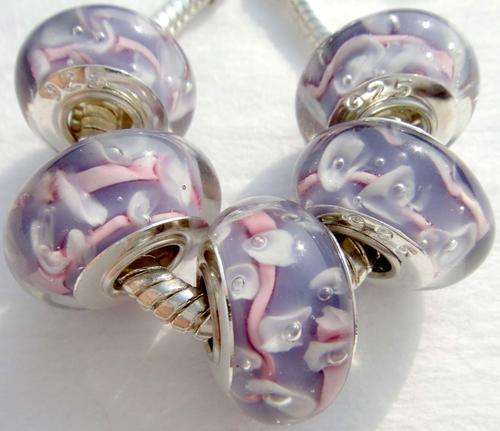 EUROPEAN STYLE - 925 SILVER CORE - UNIQUE - SEASCAPE - INNER FLOWER - MURANO GLASS BEADS
