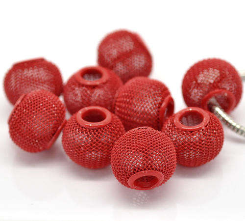 EUROPEAN STYLE - LARGE HOLE - MESH - SPACER BEADS - RED