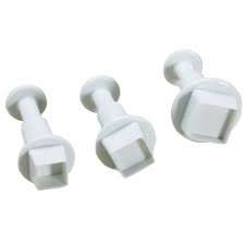 COOKIE - FONDANT - CUTTER - PLUNGER - SQUARE - 3 PIECE SET COMPLETE