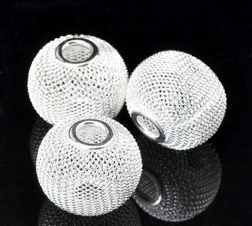 EUROPEAN STYLE - LARGE HOLE - MESH - SPACER BEADS - SILVER