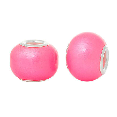 EUROPEAN STYLE - MURANO GLASS BEADS - SILVER CORE - PINK PEARL