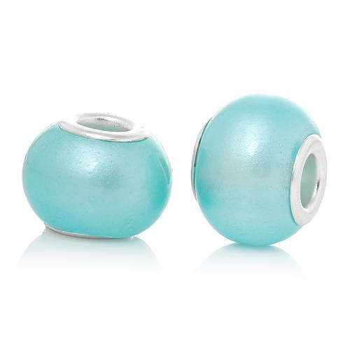 EUROPEAN STYLE MURANO GLASS - SILVER CORE - MURANO GLASS BEADS - BLUE PEARL