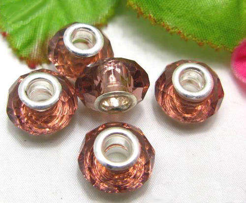 EUROPEAN STYLE - CRYSTAL - FACETED - RONDELLE BEADS - SMOKEY QUARTZ
