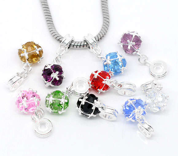 EUROPEAN STYLE - RHINESTONE - DANGLE CHARMS - RANDOM COLORS