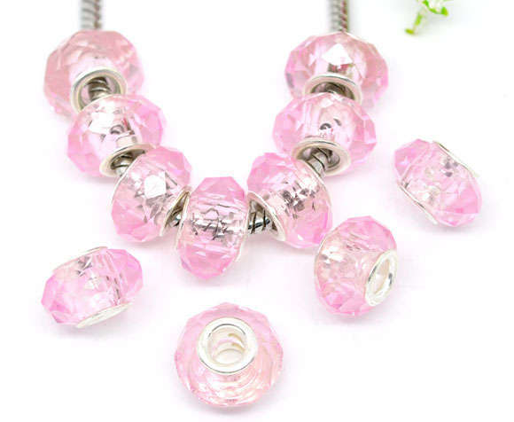 EUROPEAN STYLE - CRYSTAL - FACETED - RONDELLE BEADS - LIGHT PINK