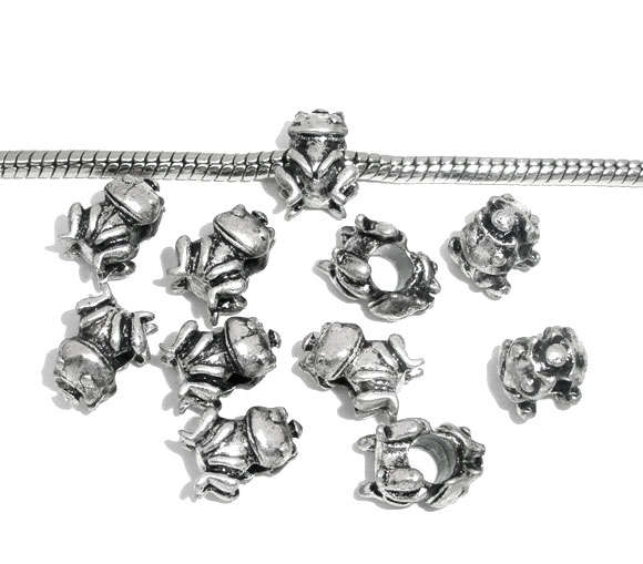 Antique Silver Frog Charm Spacer Beads