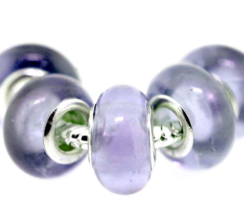 EUROPEAN STYLE - 925 SILVER CORE - MURANO GLASS BEADS - CLEAR LILAC