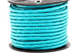 BRAIDED LEATHER CORD - TURQUOISE - ROUND - 6mm - SOLD PER METER