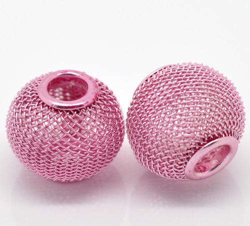 EUROPEAN STYLE - LARGE HOLE - MESH - SPACER BEADS - PINK