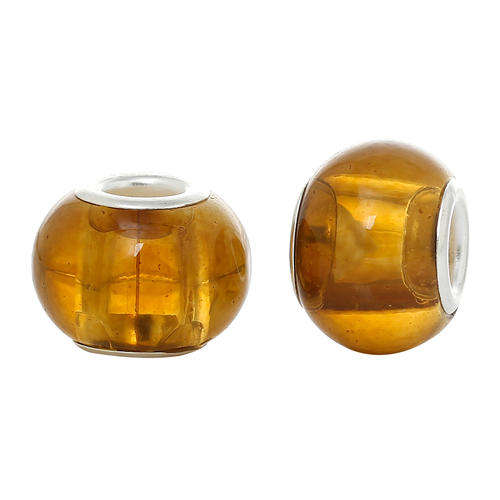 EUROPEAN STYLE - SILVER CORE - MURANO GLASS BEADS - CLEAR HONEY