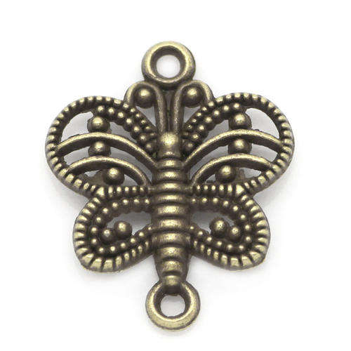 CONNECTORS - ANTIQUE BRONZE - BUTTERFLY - 17x14mm