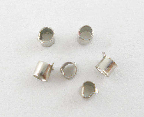 Silver Tone Tube End Crimping Beads 2mm