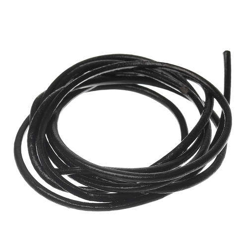 CORD - LEATHER - COWHIDE - BLACK - 2.5mm - ROUND - FOR JEWELRY MAKING - SOLD PER METER