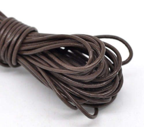 LEATHEROID CORD FOR JEWELRY MAKING - 2mm - ROUND - COFFEE BROWN - SOLD PER METER