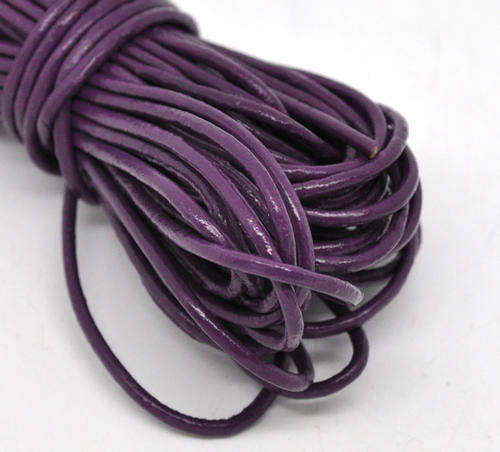 LEATHEROID CORD FOR JEWELRY MAKING - 2mm - ROUND - PURPLE- SOLD PER METER