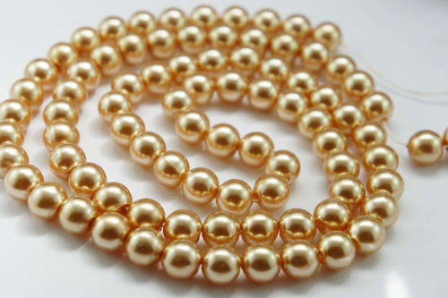 GLASS BEADS - PEARL - CHAMPAGNE - ROUND - 8mm - SOLD PER PACK OF 50