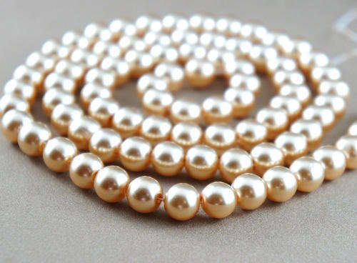 GLASS BEADS - PEARL - IVORY - ROUND - 8MM - SOLD PER PACK OF 50
