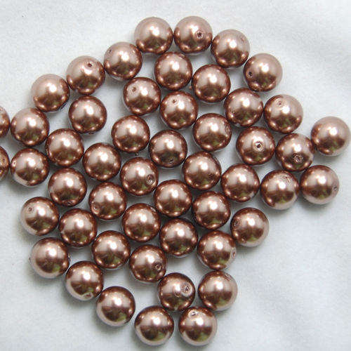 GLASS BEADS - PEARL - SMOKED TOPAZ - ROUND - 8MM - SOLD PER PACK OF 50