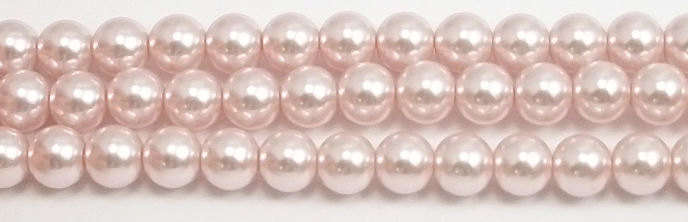 GLASS BEADS - PEARL - BABY PASTEL PINK - ROUND - 8MM - SOLD PER PACK OF 50
