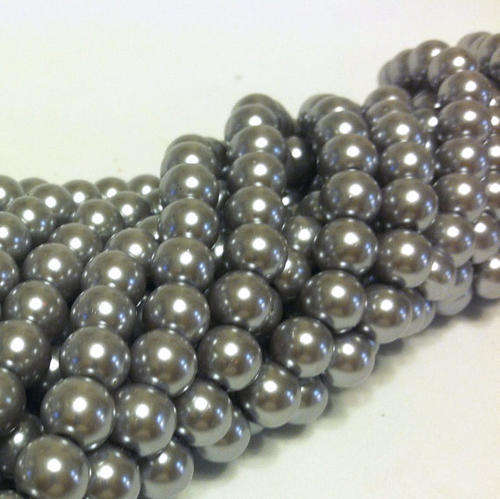 GLASS BEADS - PEARL - DARK GREY - ROUND - 8MM - SOLD PER PACK OF 50