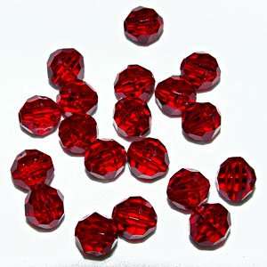 ACRYLIC - RUBY RED - FACETED - BICONE - BEADS - 10mm