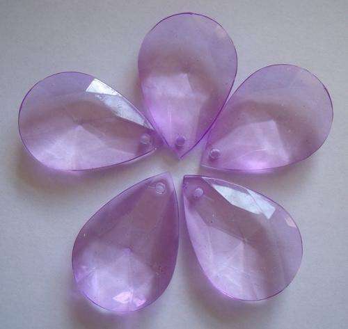 ACRYLIC - PURPLE - FACETED - BRIOLETTE - TEARDROP - BEADS - 17mm