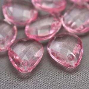 ACRYLIC - HOT PINK - FACETED - BRIOLETTE - TEARDROP - BEADS - 17mm