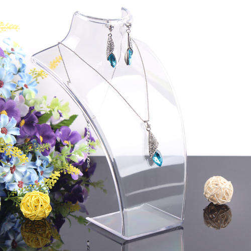 NECKLACE DISPLAY BUST - ORGANIC GLASS - CLEAR - 135x200x60mm