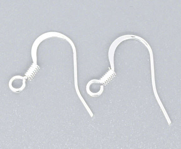 EARRING WIRES / HOOKS - SILVER PLATED - SOLD PER PAIR - 16x15mm
