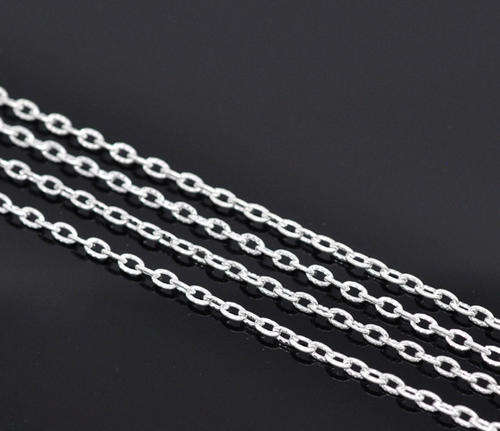 CHAIN - SILVER PLATED - TEXTURED LINK - OPENED - CABLE - 4x2.5mm - SOLD PER PACK OF 1 METER