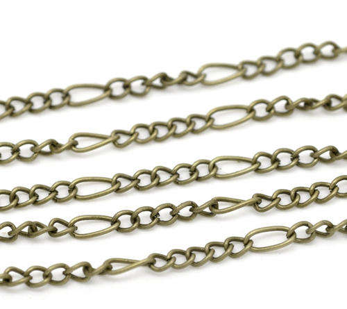 CHAIN - ANTIQUE BRONZE - FANCY - 7.5x3.5mm  - SOLD PER PACK OF 1 METER