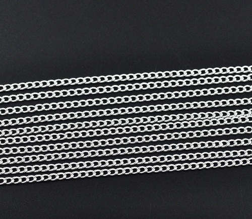 CHAIN - SILVER PLATED - OPEN LINK - CURB - 5x3.3mm - SOLD PER PACK OF 1 METER