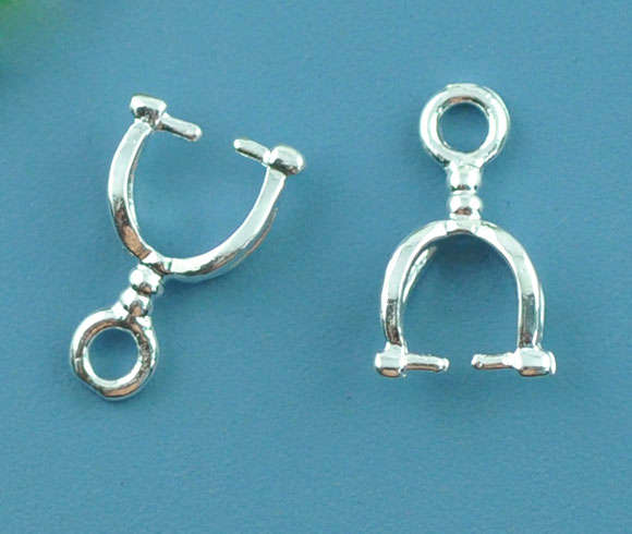 Bead Pinch Bails Shiny Silver Plated