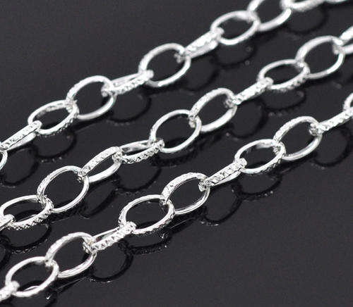 CHAIN - SILVER PLATED - OPEN LINK - 6x8mm - SOLD PER PACK OF 1 METER