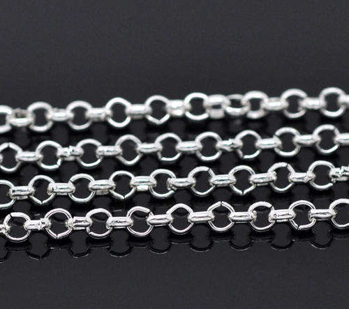 CHAIN - SILVER TONE - LINK OPENED - CABLE - 3 x 2mm - SOLD PER PACK OF 1 METER