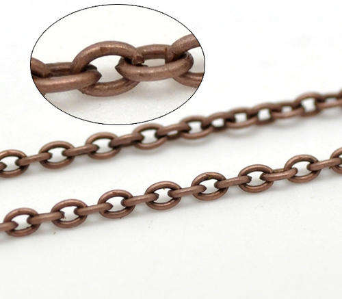 CHAIN - COPPER TONE - LINK OPEN - CABLE- 3 X 2mm - SOLD PER PACK OF 1 METER