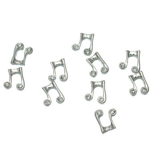 FLOATING CHARMS FOR FLOATING GLASS LOCKET PENDANTS - MUSIC NOTES WITH CLEAR RHINESTONES