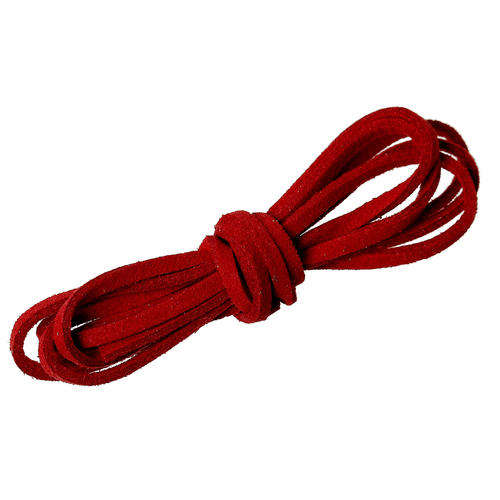FAUX SUEDE MICROFIBER VELVET CORD - DEEP RED - FLAT - 2.9mm - SOLD PER METER