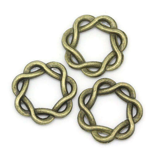 CONNECTORS - LINKING RINGS - ANTIQUE BRONZE - TWIST RING - 15 x 15mm