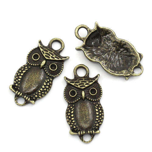 CONNECTORS - OWL - ANTIQUE BRONZE - 26 x 12.5mm