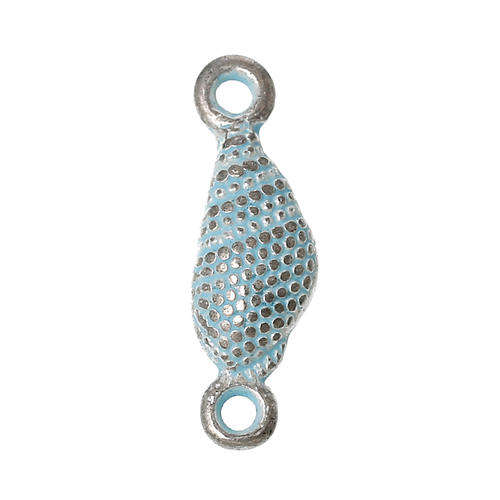 CONNECTORS - CONCH SHELL - SILVER TONE - BLUE - 20mm x 6mm