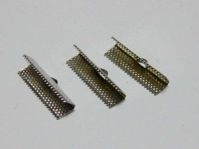 CORD ENDS/RIBBON ENDS/CRIMP ENDS/SILVER TONE CRIMP ENDS/PLATED CRIMP ENDS/20MM CRIMP ENDS