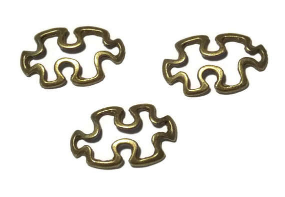 CONNECTORS - AUTISM AWARENESS - PUZZLE PIECE - ANTIQUE BRONZE - HOLLOW - 42x25mm