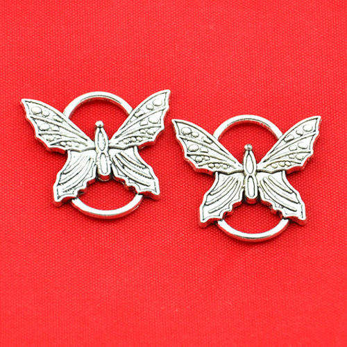 CONNECTORS - ANTIQUE SILVER - BUTTERFLY - 27x25mm