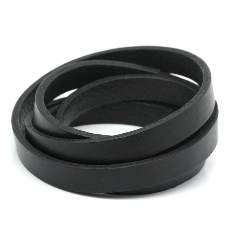 GENUINE LEATHER CORD FOR JEWELRY MAKING - FLAT - 10x3mm - BLACK - SOLD PER METER