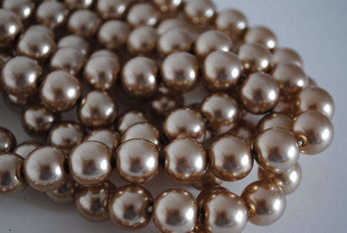 GLASS BEADS - PEARL - MOCHA - ROUND - 8mm - SOLD PER PACK OF 50