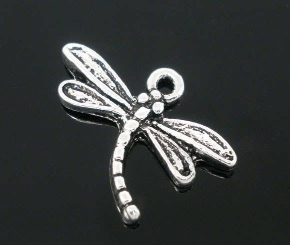 CHARMS - ANTIQUE SILVER - DRAGONFLY - 15x17mm - 5 PCS