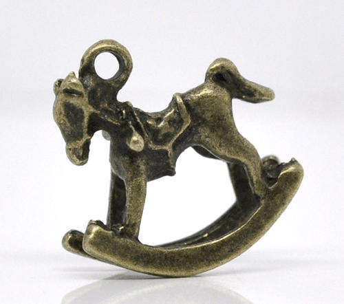 CHARMS - BRONZE TONE - ROCKING HORSE - 15x14mm
