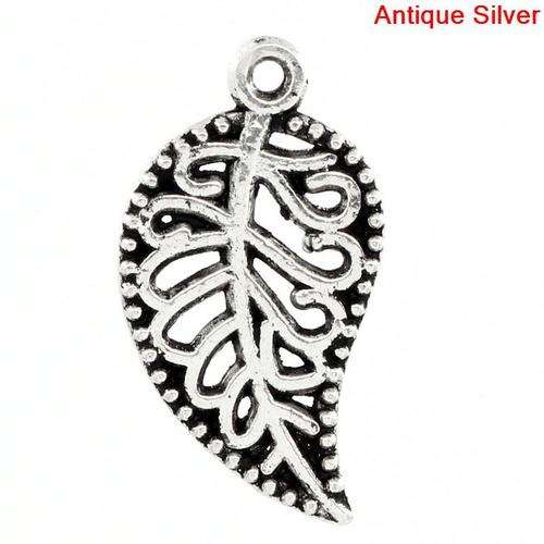 CHARMS - ANTIQUE SILVER - FILIGREE LEAF - PENDANTS - 18x10mm